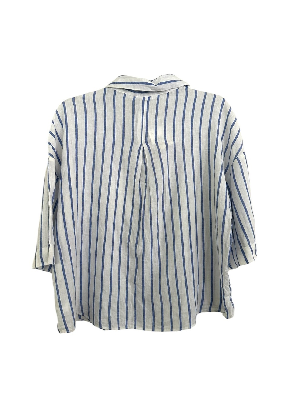 H&M Linen Blend Shirt top size medium blue white stripe NWT - Picture 5 of 12
